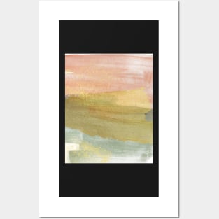 Watercolour Abstract Art, Gold, Pink and Green Posters and Art